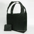 Black Recycled Shopping Bags, Reusable Screen Printing Polyester Fabric Foldable Bag